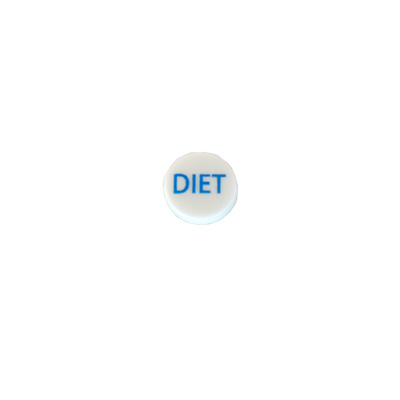 Button Cap Printed Diet - Blue writting on White